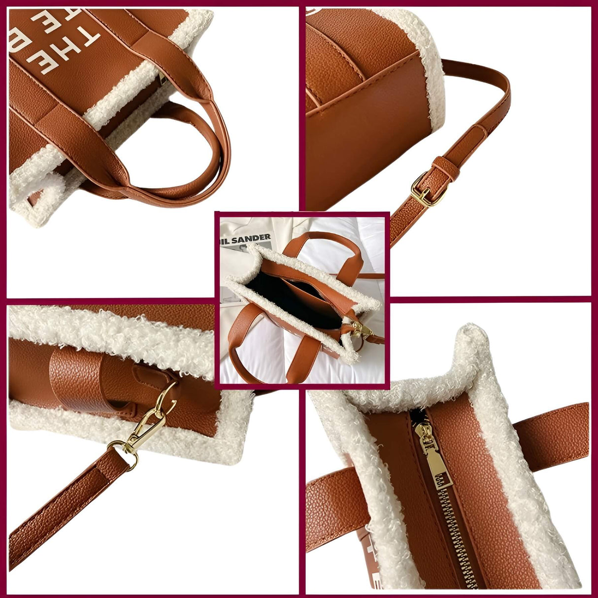 PU Bag with Faux Fur Lining and Adjustable Shoulder Strap