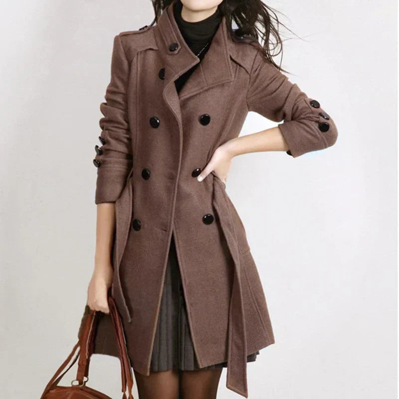 Elegant Coat with Adjustable Belt for Autumn and Winter