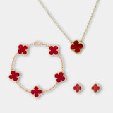 Gold-Plated Jewelry Set with Fireblade for Women - Necklace, Bracelet, and Earrings