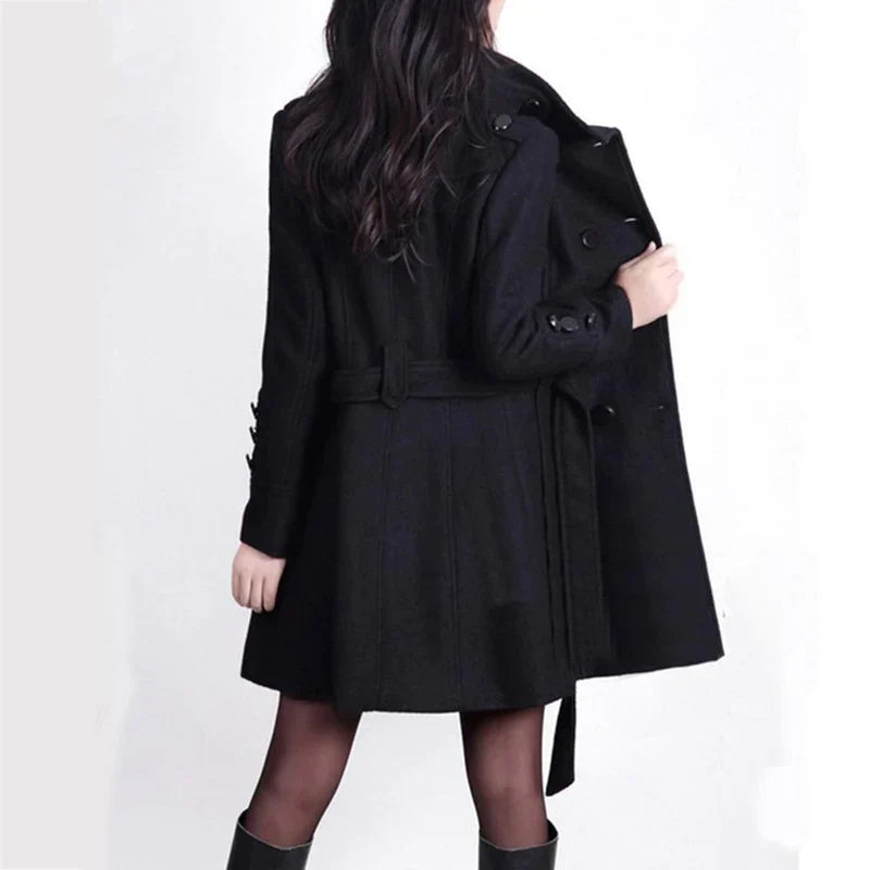 Elegant Coat with Adjustable Belt for Autumn and Winter