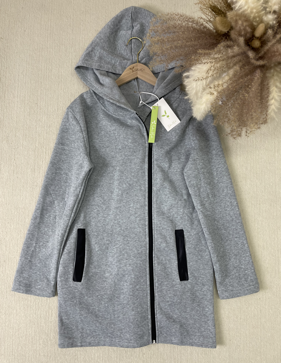 Comfortable Gray Hoodie with Long Sleeves and Hood