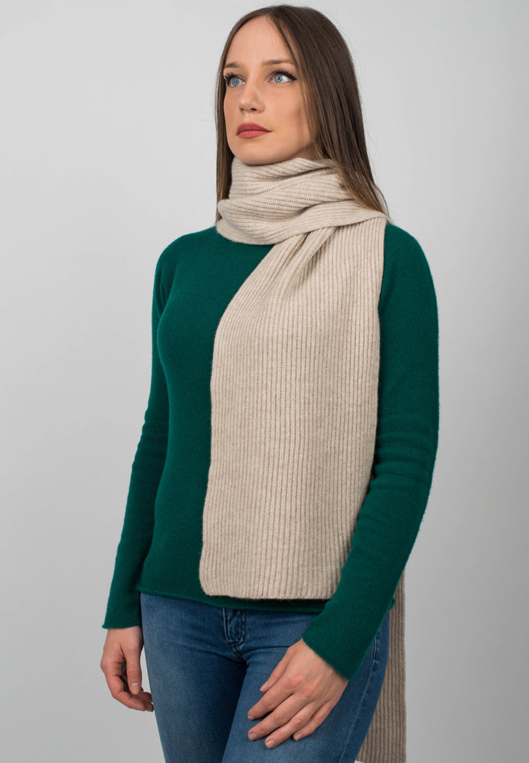 Ribbed Structure Scarf 100% Cashmere for Winter Style