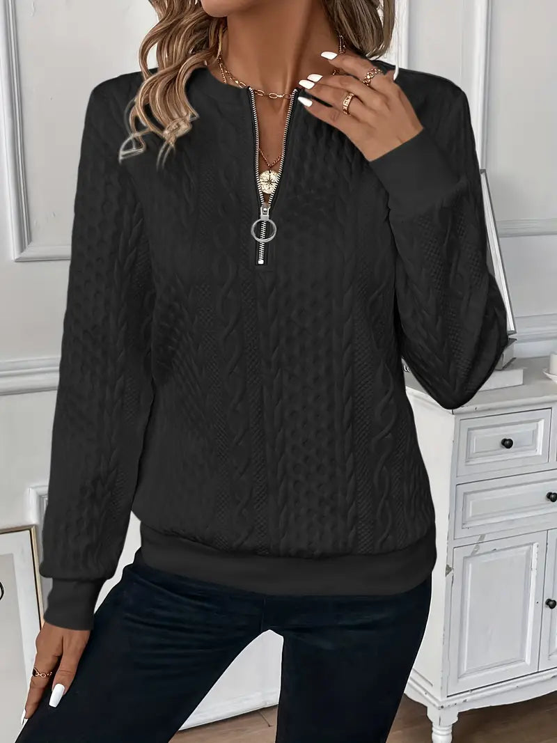 Elegant Zip-Up Pullover for Women in Luxury Fabric