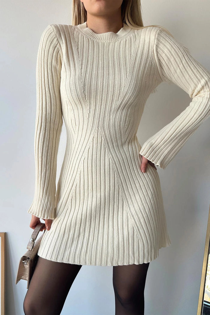 Long Sleeve Ribbed Mini Dress for Autumn